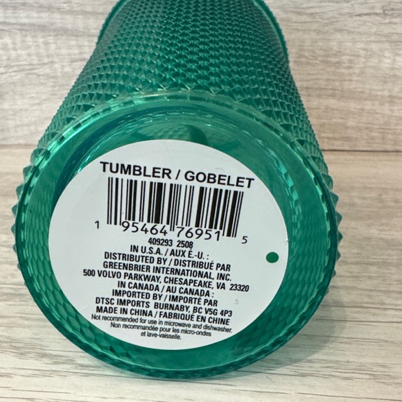 Green Studded Tumbler with Straw - Picture 4 of 4